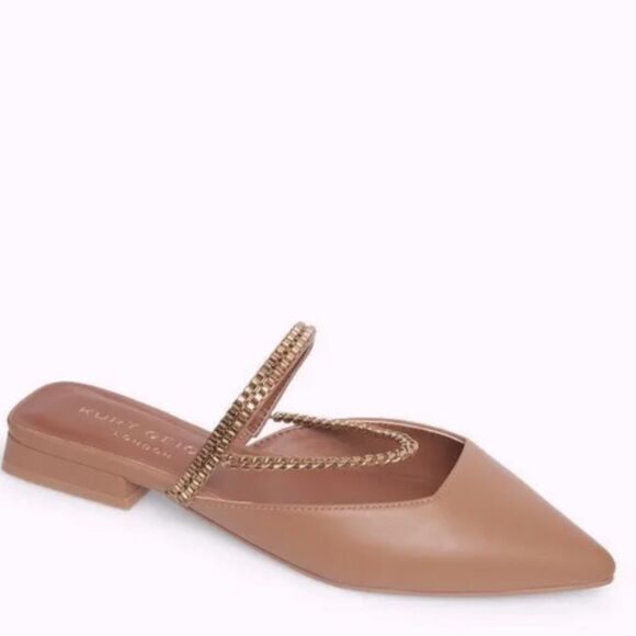 KURT GEIGER Polly Pointed Toe Leather Mule - Light/ Pastel Tan Brown 38.5 - Picture 1 of 9